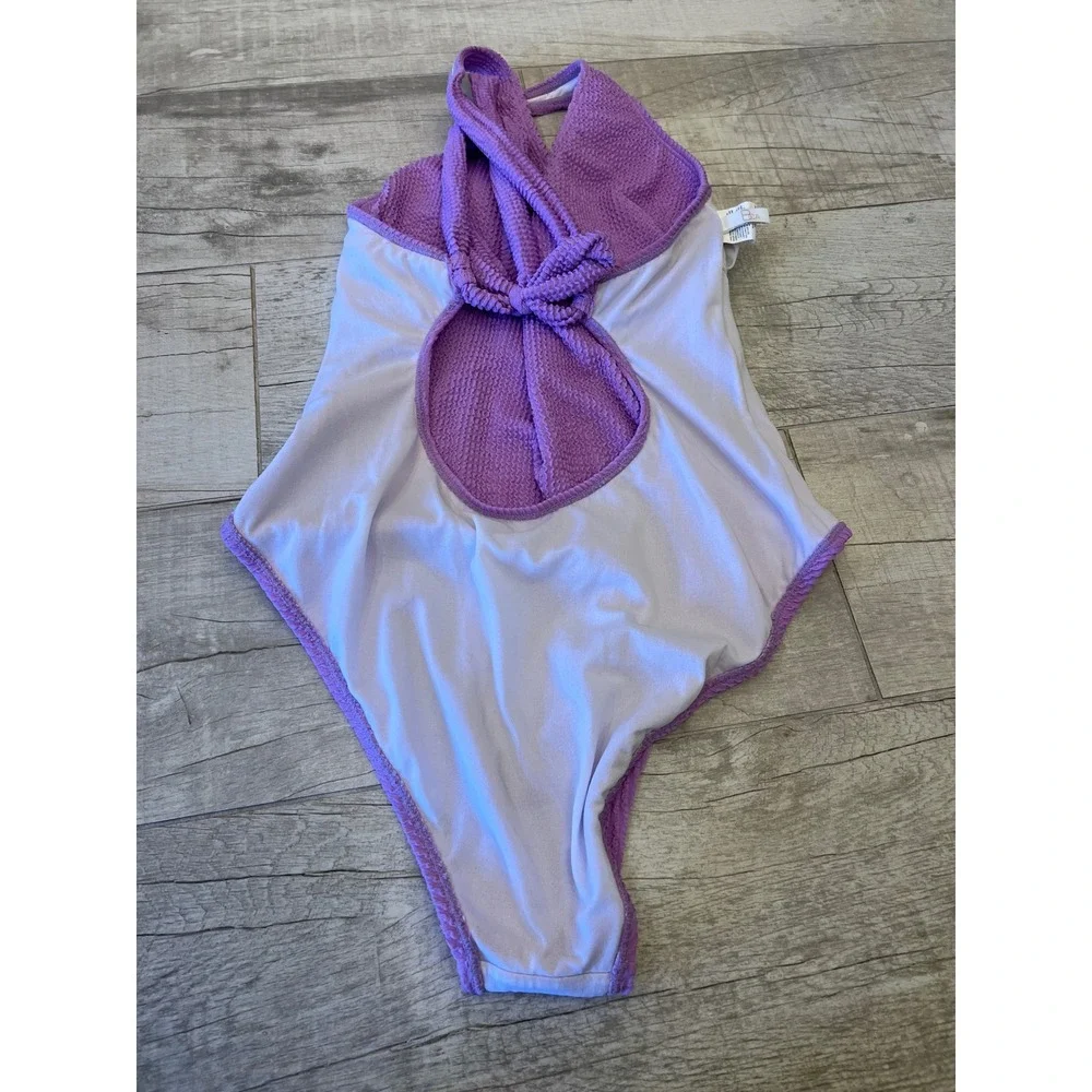 Becca‎ by Rebecca Virtue Purple Textured One Piece Swimsuit V-Neck XXL 1611431 - Picture 11 of 11